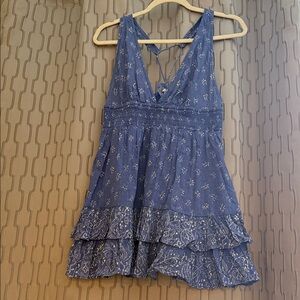 Free People Blue Floral Tiered Dress